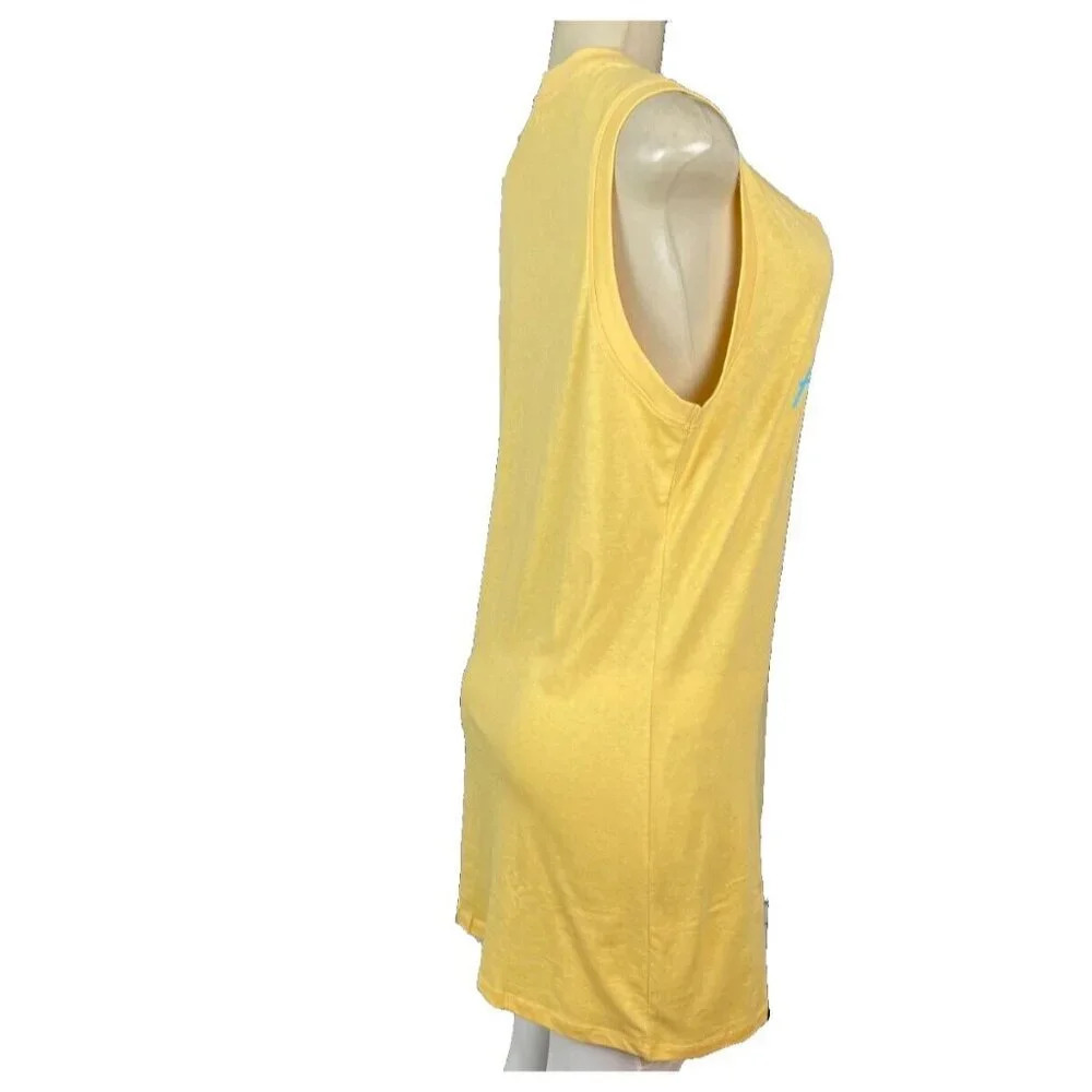 Hurley L Logo Yellow Floral Graphic Scoop Neck Lounge Sleeveless T-Shirt Dress - Picture 4 of 6